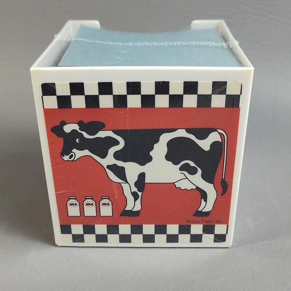 Vintage Lisa Frank Stationery‎ Cube Cow Checkered Milk #P531 RedBlack NEW SEALED